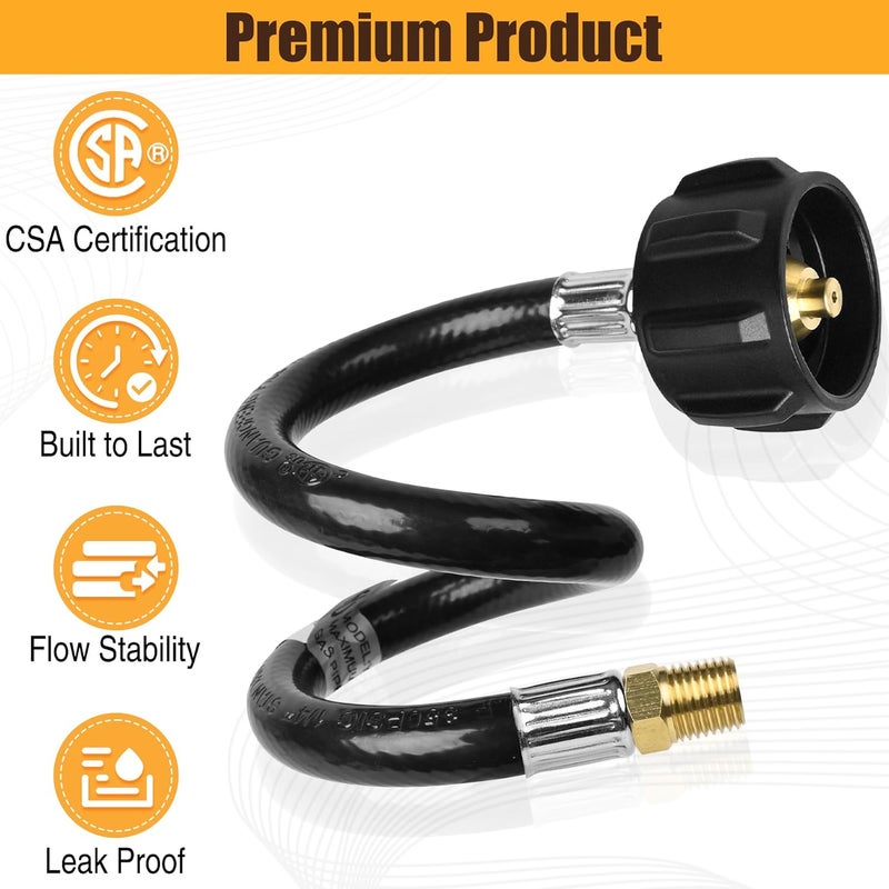 Tottist 15 Inch RV Propane Tank Hose, 1/4" Male NPT & Qcc1/Typel, Camper Propane Hose for Standard RV Two-Stage Regulator, for BBQ,Outdoor Cooking,Camping & Heating - 2 Pack - Image 5
